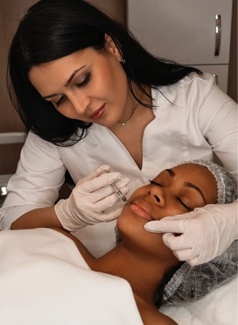 woman receiving filler injections